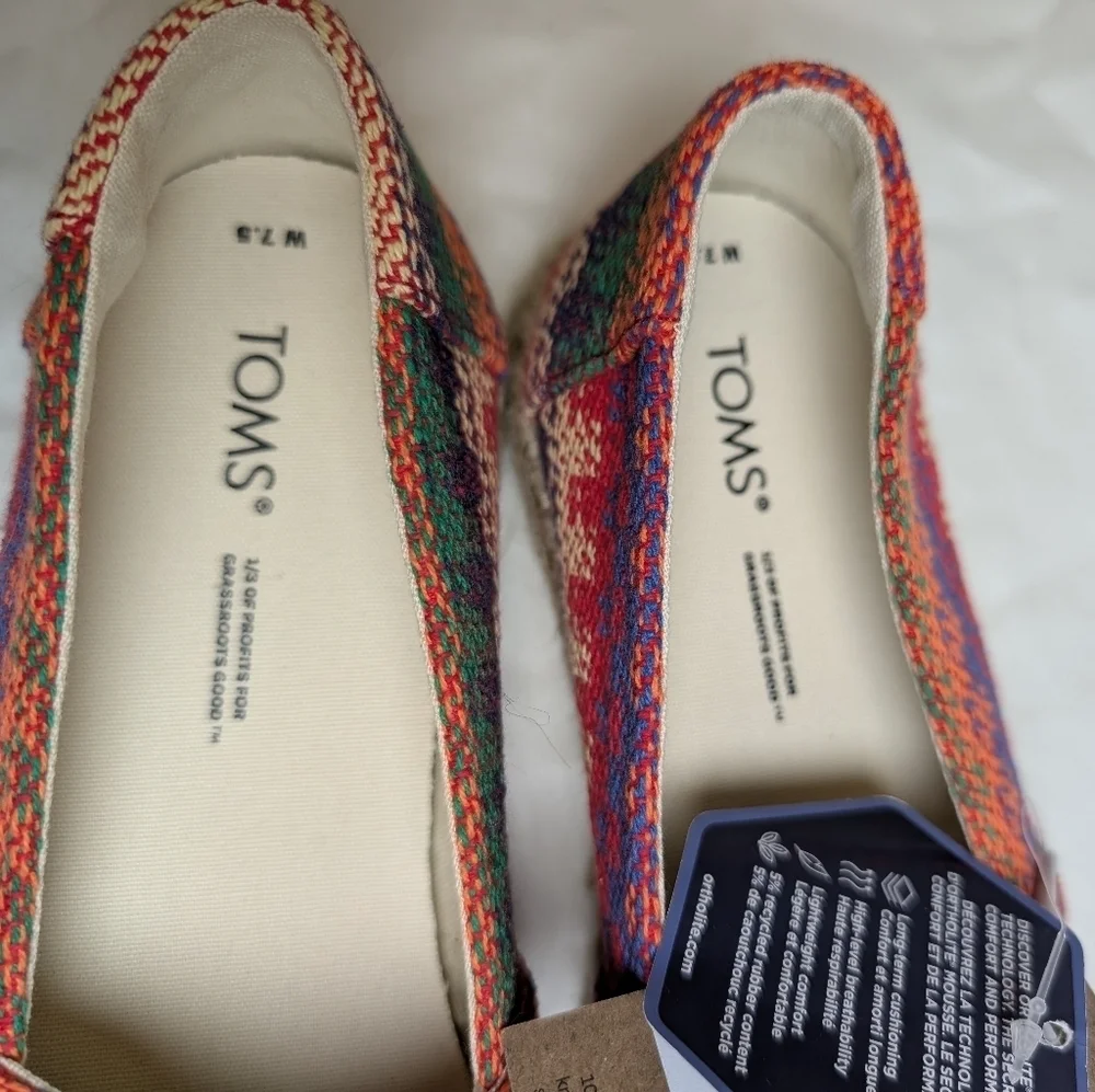 TOMS Women's 7 1/2, Alpargata Rope Multi Global Espadrille Slip-On NWT